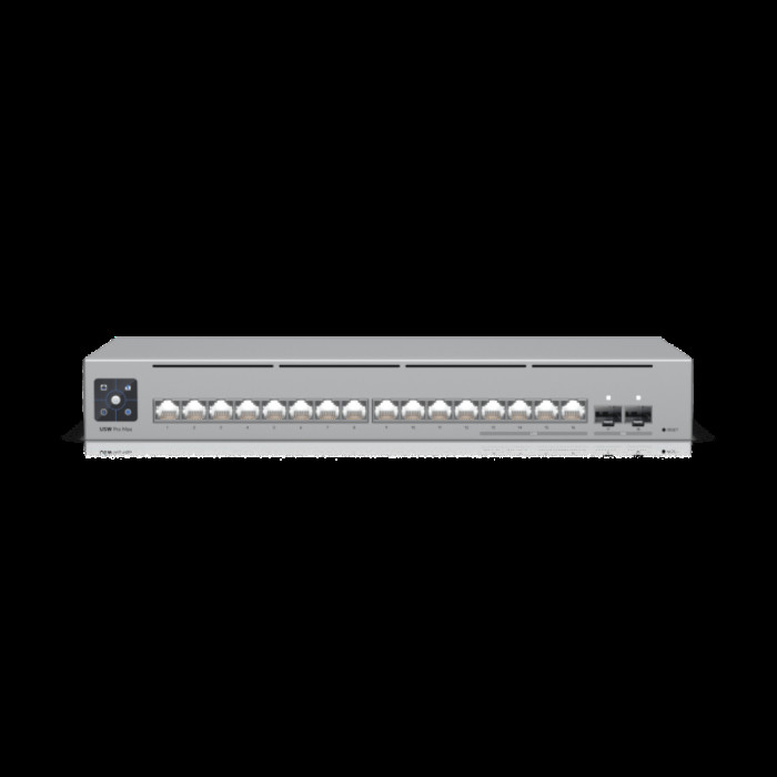 Ubiquiti UniFi Switch Pro Max 16 Коммутатор в стойку, 4х 2.5G RJ45, 12х 1G RJ45, 2х 10G SFP+