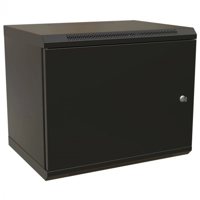 Шкаф Hyperline WRline WR-TW-1545-SR-RAL9004 настенный 19-дюймовый (19'), 15U, 775x600х450мм, цельнометаллическая дверь с замком, цвет черный (RAL9004) (разобранный)