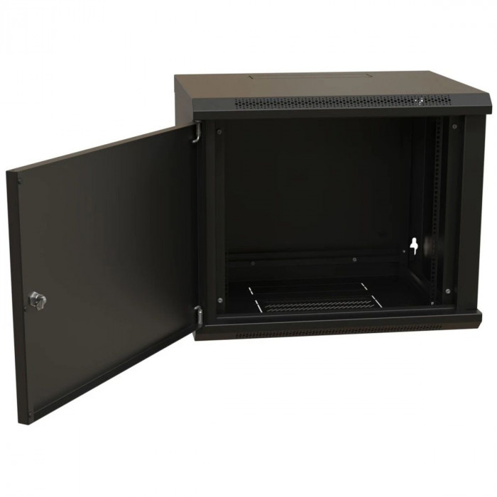 Шкаф Hyperline WRline WR-TW-1545-SR-RAL9004 настенный 19-дюймовый (19'), 15U, 775x600х450мм, цельнометаллическая дверь с замком, цвет черный (RAL9004) (разобранный)