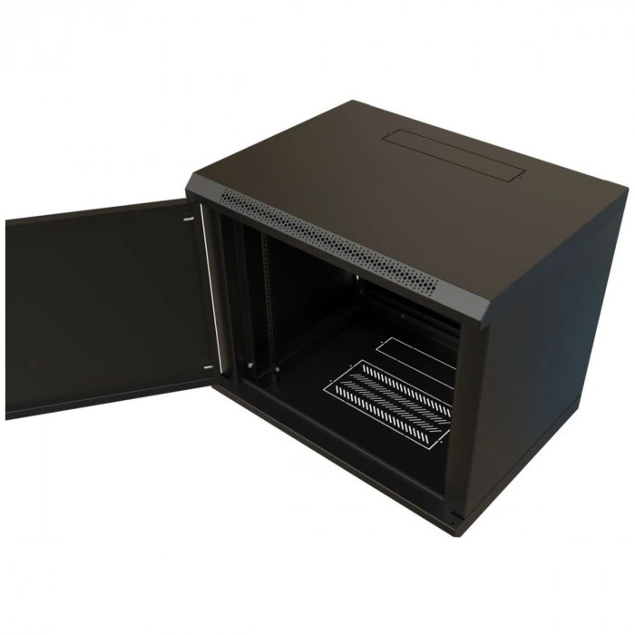 Шкаф Hyperline WRline WR-TW-1545-SR-RAL9004 настенный 19-дюймовый (19'), 15U, 775x600х450мм, цельнометаллическая дверь с замком, цвет черный (RAL9004) (разобранный)