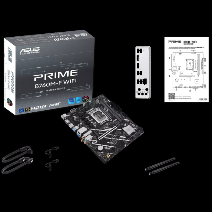 Материнская плата ASUS PRIME B760M-F WIFI LGA1700 mATX 2xDDR5 PCIEx16 PCIEx1 2xM.2 DP HDMI GLAN Wi-Fi 6