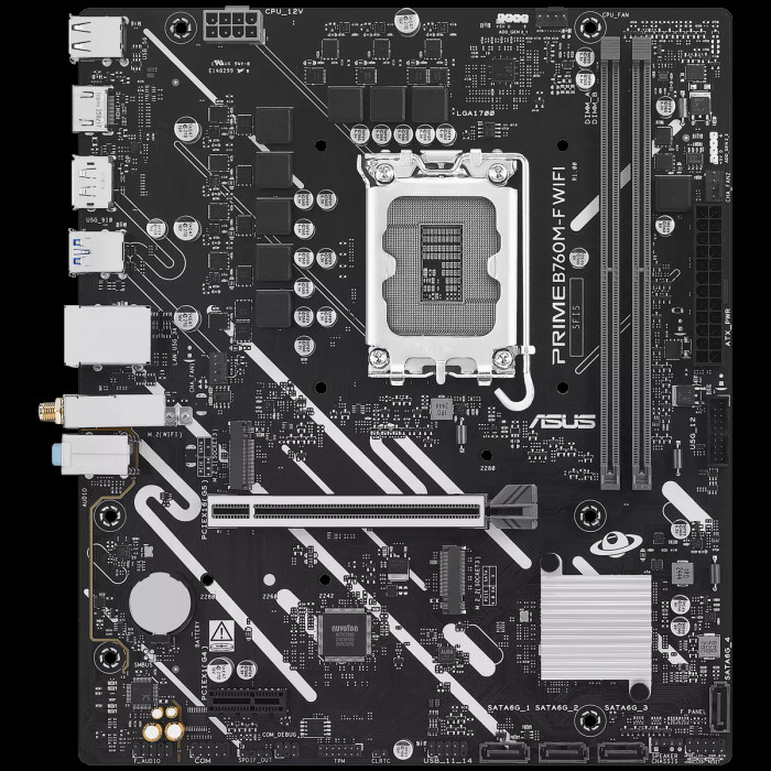 Материнская плата ASUS PRIME B760M-F WIFI LGA1700 mATX 2xDDR5 PCIEx16 PCIEx1 2xM.2 DP HDMI GLAN Wi-Fi 6