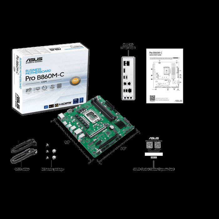 Материнская плата ASUS PRO B860M-C-CSM LGA1851 mATX 4xDDR5 2xPCIEx16 PCIEx1 USB-C 2xDP HDMI 2xM.2 GLAN
