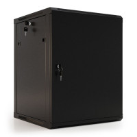 Шкаф Hyperline WRline WR-TW-1245-SR-RAL9004 настенный 19-дюймовый (19'), 12U, 650x600х450мм, цельнометаллическая дверь с замком, цвет черный (RAL9004) (разобранный)