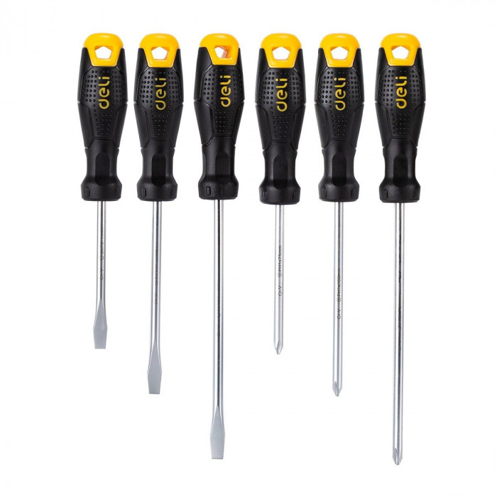 Набор отверток Deli DL620006 6шт SL5x75 + SL5x100 + SL6x150 + PH1x75 + PH1x100 + PH2x150