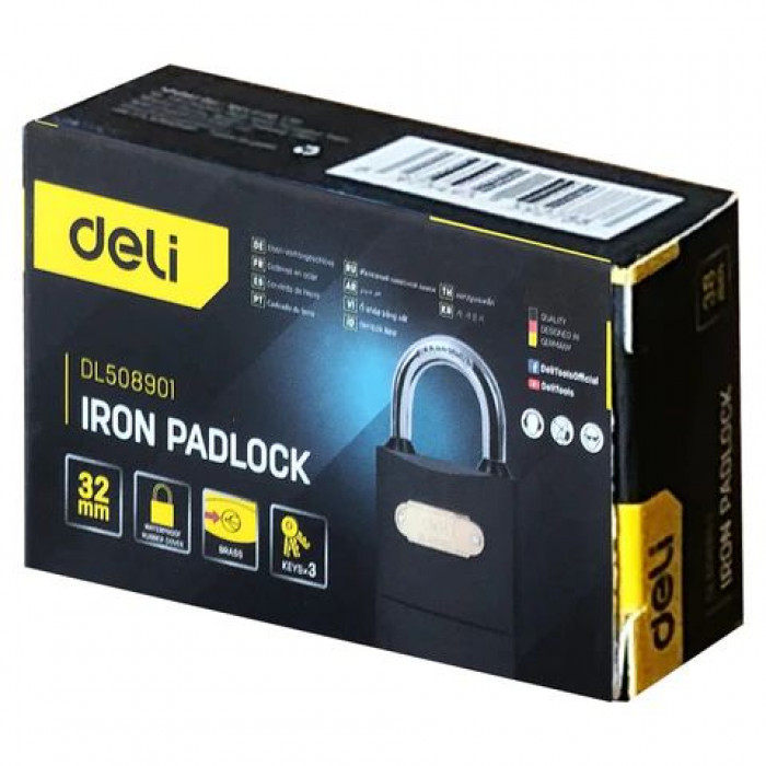 Замок навесной Deli DL508901 стальной, 32мм