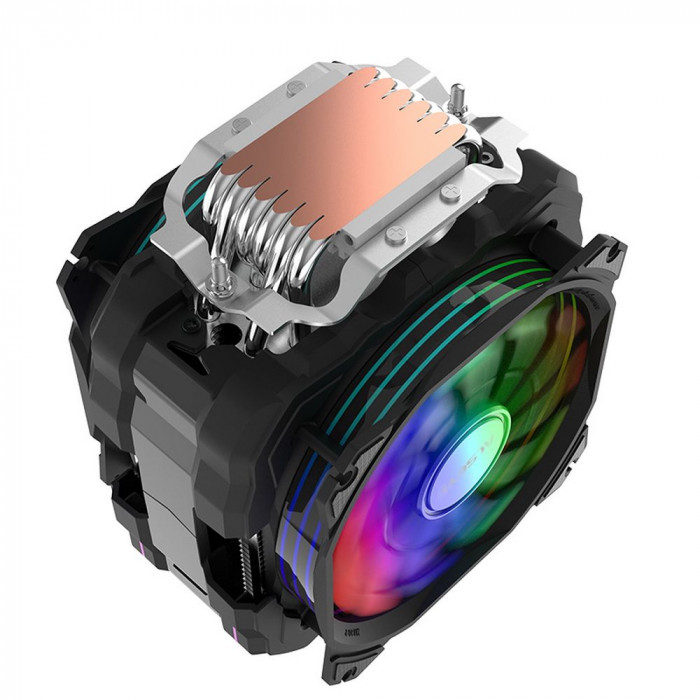 Вентилятор ALSEYE M120D (PLUS) Universal, 200W, Heat pipe 6mm*6, 120mm FAN 700;1900rpm, 73.75CFM, 41.2dBA, 8 LED, LED temperature cover RTL, (874289)