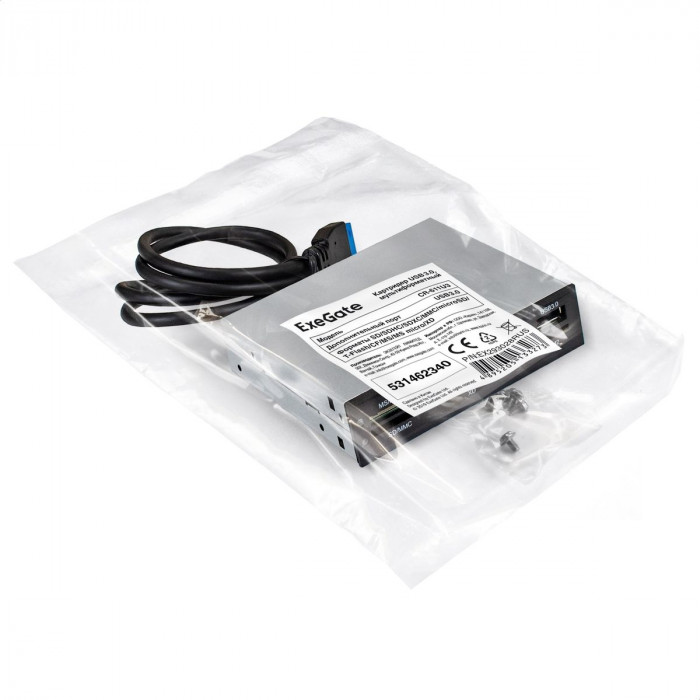 Картридер Exegate «Картридер USB3.0 ExeGate <CR-611U3> (внутренний, 3.5», мультиформатный:» SD/SDHC/SDXC/MMC/microSD/T-Flash/CF/MS/MS micro/XD, 1 доп.порт USB3.0, черный, металл) (133273)