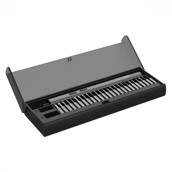 Отвертка аккумуляторная прецизионная 'Home series Black' Deli DY-DP04-1B1 (3,7В, 260мА*ч, 0,2/3Нм, 200об/мин, Type-C, набор бит 25 шт, кейс)