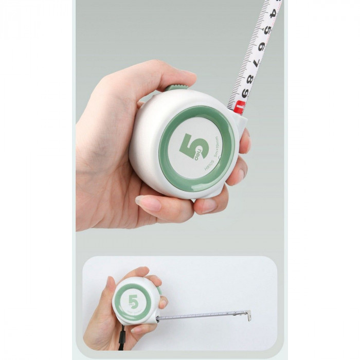 Рулетка 'Home Series White' Deli H8105 5м х 19мм, клипса, шнурок, эксклюзивный дизайн