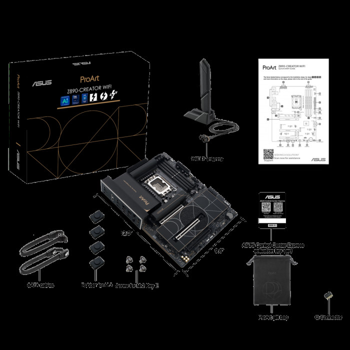 Материнская плата ASUS PROART Z890-CREATOR WIFI LGA1851 ATX 4xDDR5 3xPCIEx16 5xM.2 3хThunderbolt DP HDMI 2.5GLAN 10GLAN Wi-Fi 7