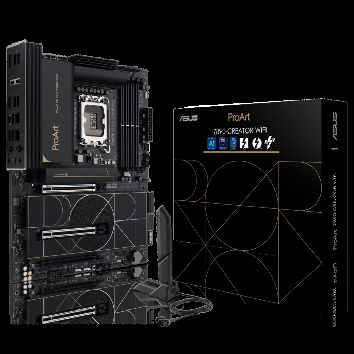 Материнская плата ASUS PROART Z890-CREATOR WIFI LGA1851 ATX 4xDDR5 3xPCIEx16 5xM.2 3хThunderbolt DP HDMI 2.5GLAN 10GLAN Wi-Fi 7
