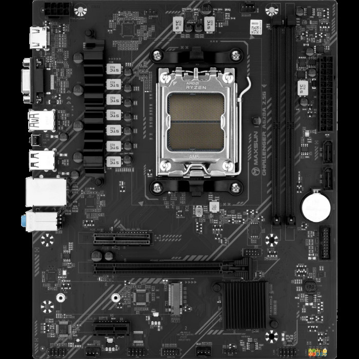 Материнская плата Maxsun MS-Challenger A620A 2.5G A620, AM5, 2DDR5, 1PCIEx16, 1PCIEx4, 1PCIEx1, 1M.2, 6USB3.2Gen1, 4USB2.0, 2SATA3.0, 2.5G, VGA, HDMI, M-ATX, RTL