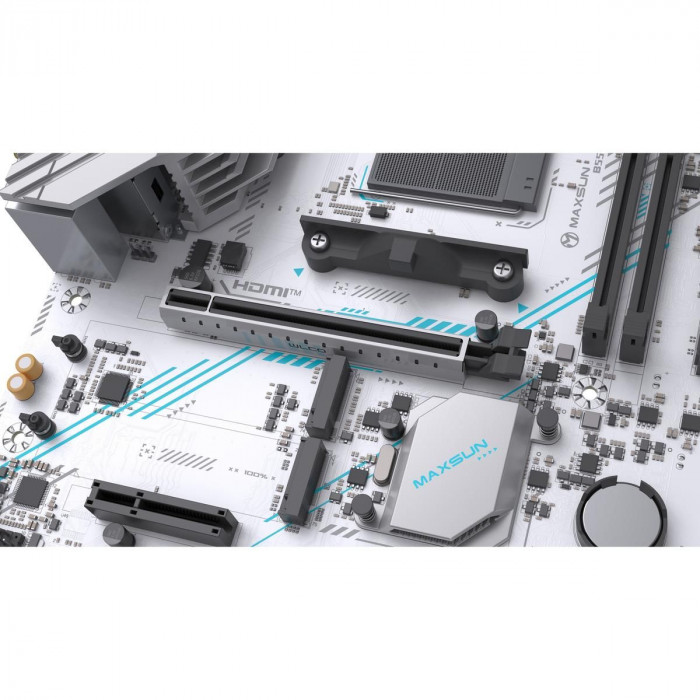 Материнская плата Maxsun MS-B550M GAMING WIFI ICE B550, AM4, 2*DDR4, 1*PCIEx16, 1*PCIEx4, 1*PCIEx1, 2*M.2, 4*USB3.2Gen1, 6*USB2.0, 2*SATA3.0, 1G, DP, HDMI, M-ATX, RTL
