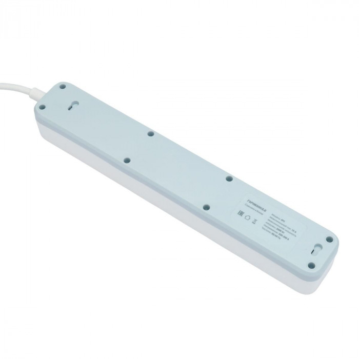 Сетевой фильтр Гарнизон EPS-4-U3-W-2 белый, 4 розетки 220В, 10А, 3 розетки USB-A 5В, кабель 2м, ур.защиты 2+, пакет