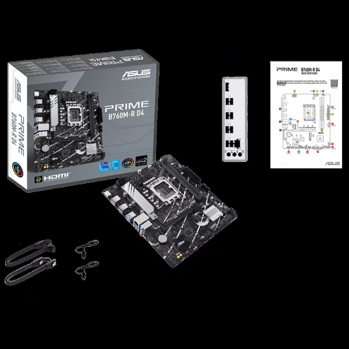 Материнская плата ASUS PRIME B760M-R D4 LGA1700 mATX 2xDDR4 PCIEx16 2xPCIEx1 2xM.2 HDMI 2.5GLAN