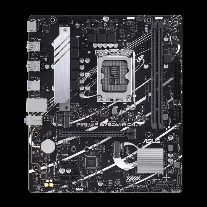 Материнская плата ASUS PRIME B760M-R D4 LGA1700 mATX 2xDDR4 PCIEx16 2xPCIEx1 2xM.2 HDMI 2.5GLAN