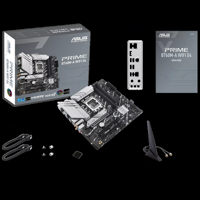 Материнская плата ASUS PRIME B760M-A WIFI D4 LGA1700 mATX 4xDDR4 3xPCIEx16 2xM.2 DP 2xHDMI 2.5GLAN WiFi 6