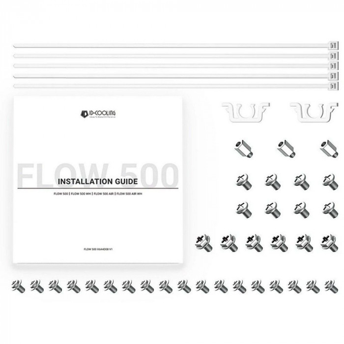 Корпус Case ID-Cooling FLOW 500 White mATX/win TG/ no fan/ Gen2 Type C/ CPU 180mm/ GPU 403mm/ no PSU