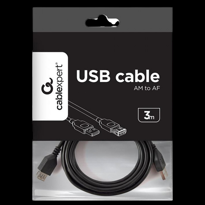 Кабель удлинитель USB2.0 Pro Cablexpert CCP-USB2-AMAF-10 AM/AF, 3.0м, экран, черный, пакет   (041959)