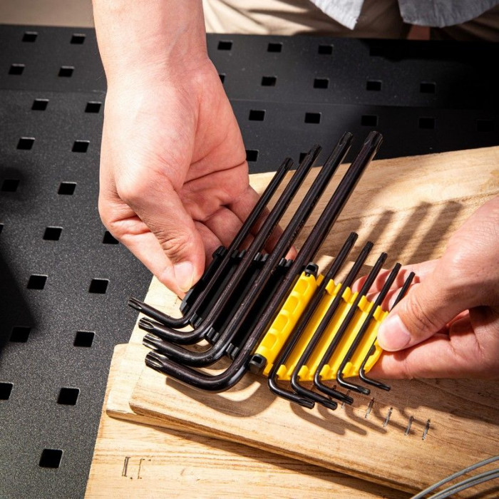 Набор шестигранных ключей «TORX' удлиненных Deli DL234209H 9 шт размеры T10,T15,T20,T25,T27,T30,T40,T45,T50, пластиковый держатель