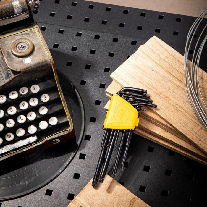 Набор шестигранных ключей «TORX' удлиненных Deli DL234209H 9 шт размеры T10,T15,T20,T25,T27,T30,T40,T45,T50, пластиковый держатель