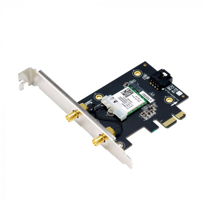 Адаптер беспроводной связи (Wi-Fi) ASUS PCE-AX1800 WiFi 6 Bluetooth 5.2 1201Mbps+574Mbps 5GHz/2.4GHz (90IG07A0-MO0B00) (463849)