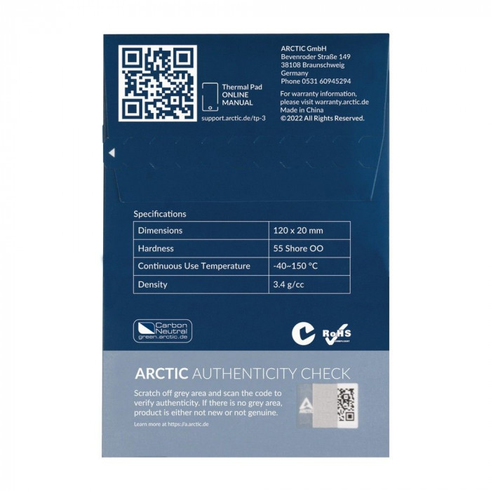 Термопрокладка Arctic Cooling Thermal pad  120x20mm, 1.0mm - 4 Pack TP-3 (ACTPD00056A)