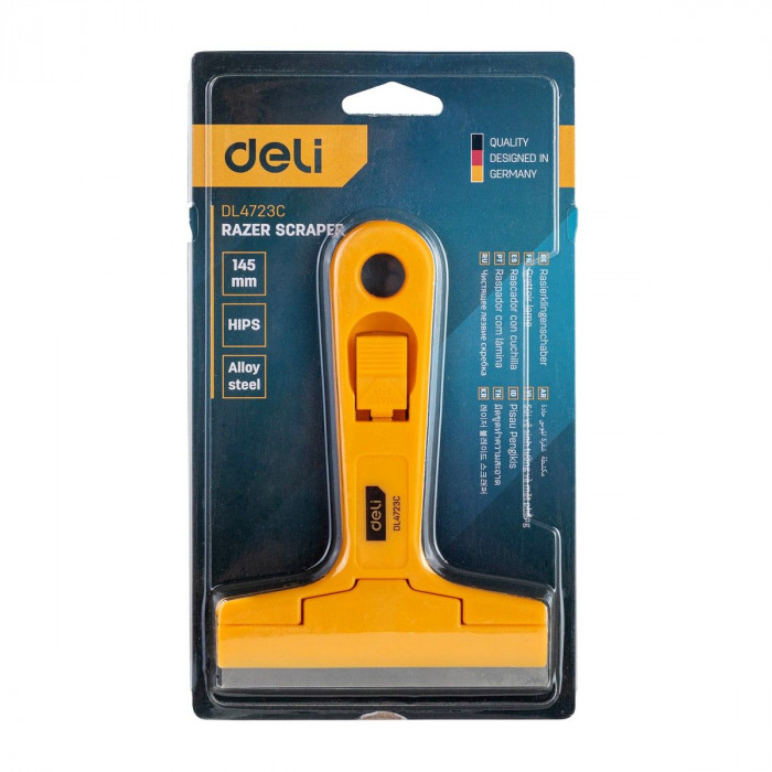 Скребок Deli DL4723C 145мм, ширина лезвия 18мм, толщина лезвия 0,5мм