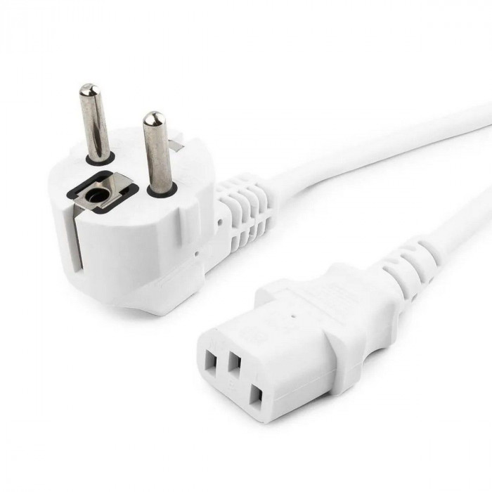 Кабель питания Cablexpert PC-186-1-3 белый, 1.8м, Schuko(S22) - C13, Сечение провода 3x1кв.мм, с заземлением, без индивидуальной упаковки (сборка)