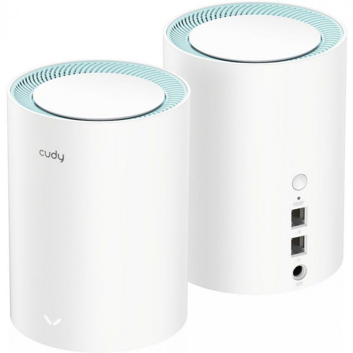 Маршрутизатор CUDY AC1200 Wi-Fi Gigabit Mesh Solution 2-Pack, Chipset MT7621+MT7613B+MT7603, Dual-Band, 867Mbps at 5GHz + 300Mbps at 2.4GHz, 802.11ac/a/b/g/n, 2 Gigabit Ethernet Ports,  internal antennas,MU-MIMO,  DDNS,Zerotier/Wireguard/OpenVPN/IPSec/L2T
