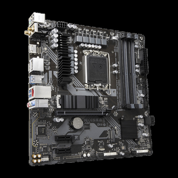 Материнская плата Gigabyte B760M DS3H AX DDR4, Socket 1700, Intel®B760, 4xDDR4-3200, HDMI+DP+DP, 1xPCI-Ex16, 2xPCI-Ex1, 4xSATA3(RAID 0/1/5/10), 2xM.2, 8Ch Audio, GLan, WiFi, (2+4)xUSB2.0, (3+2)xUSB3.2, (1+0)xUSB3.2 Type-C™, 1xPS/2, mATX, RTL