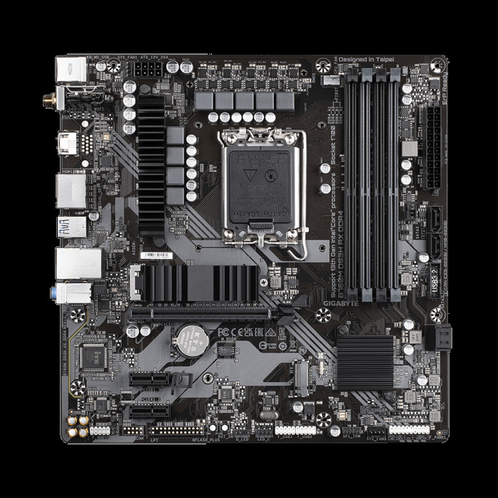 Материнская плата Gigabyte B760M DS3H AX DDR4, Socket 1700, Intel®B760, 4xDDR4-3200, HDMI+DP+DP, 1xPCI-Ex16, 2xPCI-Ex1, 4xSATA3(RAID 0/1/5/10), 2xM.2, 8Ch Audio, GLan, WiFi, (2+4)xUSB2.0, (3+2)xUSB3.2, (1+0)xUSB3.2 Type-C™, 1xPS/2, mATX, RTL