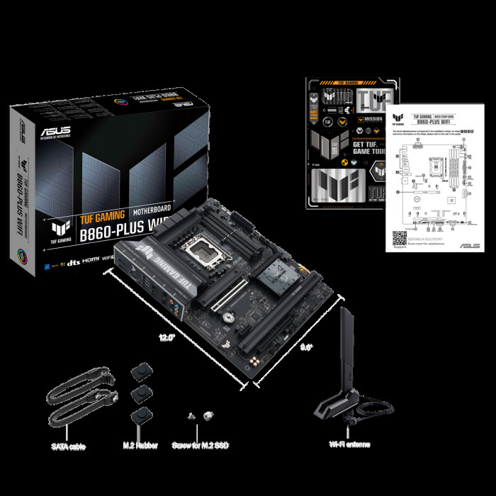 Материнская плата ASUS TUF GAMING B860-PLUS WIFI LGA1851 ATX 4xDDR5 2xPCIEx16 PCIEx1 3xM.2 USB-C DP HDMI 2.5GLAN Wi-Fi 7