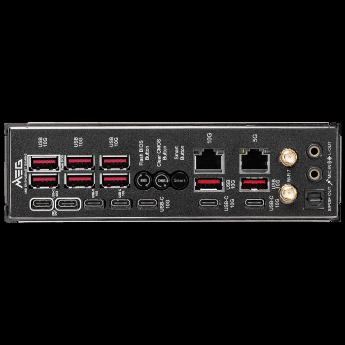 Материнская плата MSI MEG X870E GODLIKE X870E, AM5, 4*DDR5, 2*PCIEx16, 1*PCIEx4, 7*M.2, 7*TypeC, 8*USB3.2Gen2, 4*USB3.2Gen1, 4*USB2.0, 4*SATA3.0, 10G, 5G, 2*Type-C(DP), E-ATX, RTL