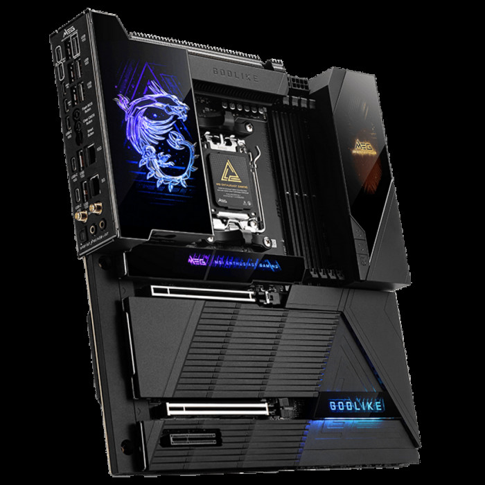 Материнская плата MSI MEG X870E GODLIKE X870E, AM5, 4*DDR5, 2*PCIEx16, 1*PCIEx4, 7*M.2, 7*TypeC, 8*USB3.2Gen2, 4*USB3.2Gen1, 4*USB2.0, 4*SATA3.0, 10G, 5G, 2*Type-C(DP), E-ATX, RTL