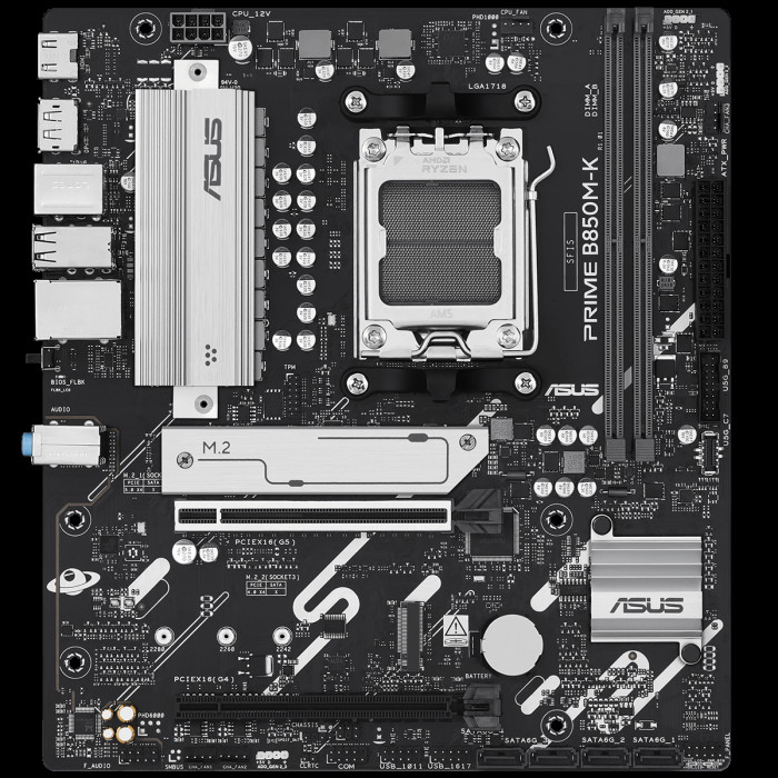 Материнская плата ASUS PRIME B850M-K AM5 mATX 2xDDR5 2xPCIEx16 2xM.2 DP HDMI 2.5GLAN