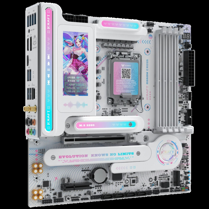 Материнская плата Maxsun MS-iCraft B860M CROSS PRO B860, LGA1851, 4*DDR5, 1*PCIEx16, 1*PCIEx4, 3*M.2, 1*TypeC, 8*USB3.2Gen2, 2*USB3.2Gen1, 3*USB2.0, 4*SATA3.0, 5G, Type-C(DP), DP, HDMI, M-ATX, RTL