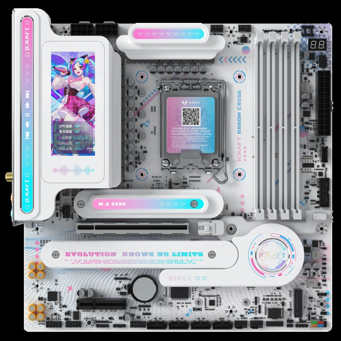 Материнская плата Maxsun MS-iCraft B860M CROSS PRO B860, LGA1851, 4*DDR5, 1*PCIEx16, 1*PCIEx4, 3*M.2, 1*TypeC, 8*USB3.2Gen2, 2*USB3.2Gen1, 3*USB2.0, 4*SATA3.0, 5G, Type-C(DP), DP, HDMI, M-ATX, RTL