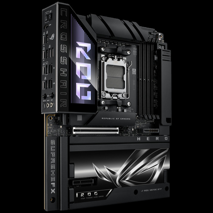 Материнская плата ASUS ROG CROSSHAIR X870E HERO BTF AM5 ATX 4xDDR5 PCIEx16 PCIEx4 5xM.2 4xUSB-C HDMI 5GLAN 2.5GLAN Wi-Fi 7