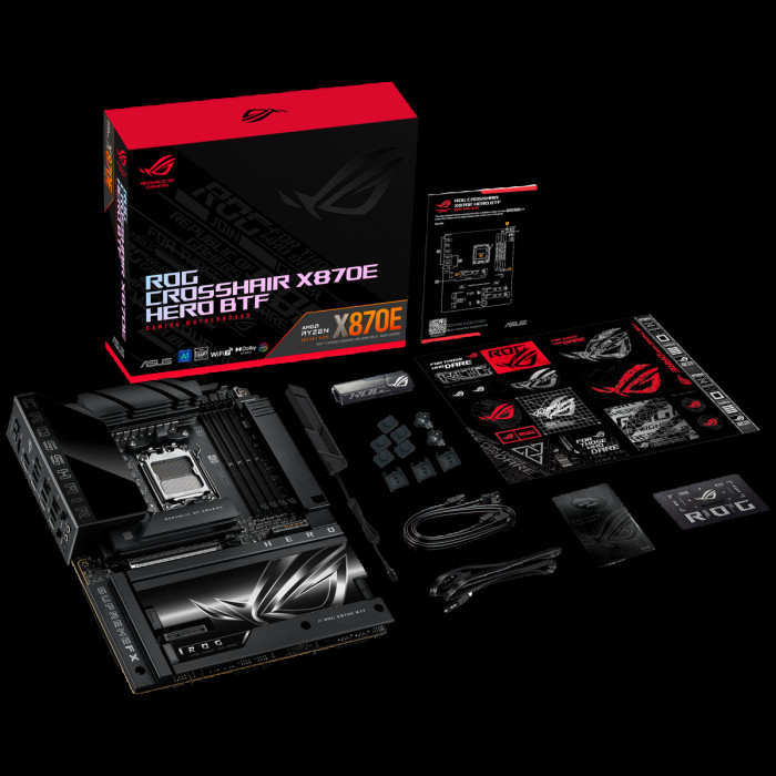 Материнская плата ASUS ROG CROSSHAIR X870E HERO BTF AM5 ATX 4xDDR5 PCIEx16 PCIEx4 5xM.2 4xUSB-C HDMI 5GLAN 2.5GLAN Wi-Fi 7