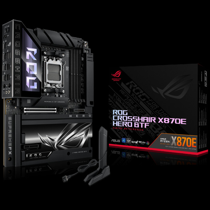 Материнская плата ASUS ROG CROSSHAIR X870E HERO BTF AM5 ATX 4xDDR5 PCIEx16 PCIEx4 5xM.2 4xUSB-C HDMI 5GLAN 2.5GLAN Wi-Fi 7