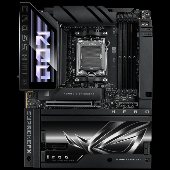 Материнская плата ASUS ROG CROSSHAIR X870E HERO BTF AM5 ATX 4xDDR5 PCIEx16 PCIEx4 5xM.2 4xUSB-C HDMI 5GLAN 2.5GLAN Wi-Fi 7