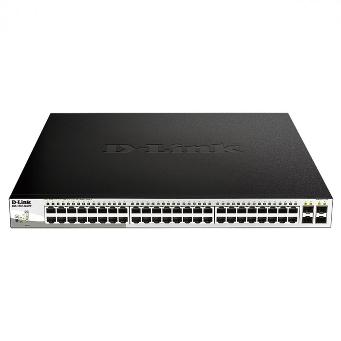 Коммутатор D-Link DGS-1210-52MPP/E2A Настраиваемый L2 коммутатор с 48 портами 10/100/1000Base-T и 4 портами 1000Base-X SFP (порты 1-48 PoE 802.3af/at, PoE-бюджет 740 Вт)