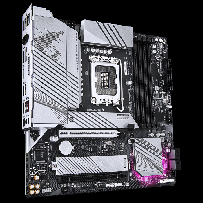 Материнская плата Gigabyte B760M AORUS ELITE WIFI6E GEN5, Socket 1700, Intel®B760, 4xDDR5-4800, HDMI+DP, 2xPCI-Ex16, 4xSATA3(RAID 0/1/5/10), 2xM.2, 8Ch Audio, 1x2.5GLan, WiFi, (4+4)xUSB2.0, (4+2)xUSB3.2, (1+1)xUSB3.2 Type-C™, mATX, RTL