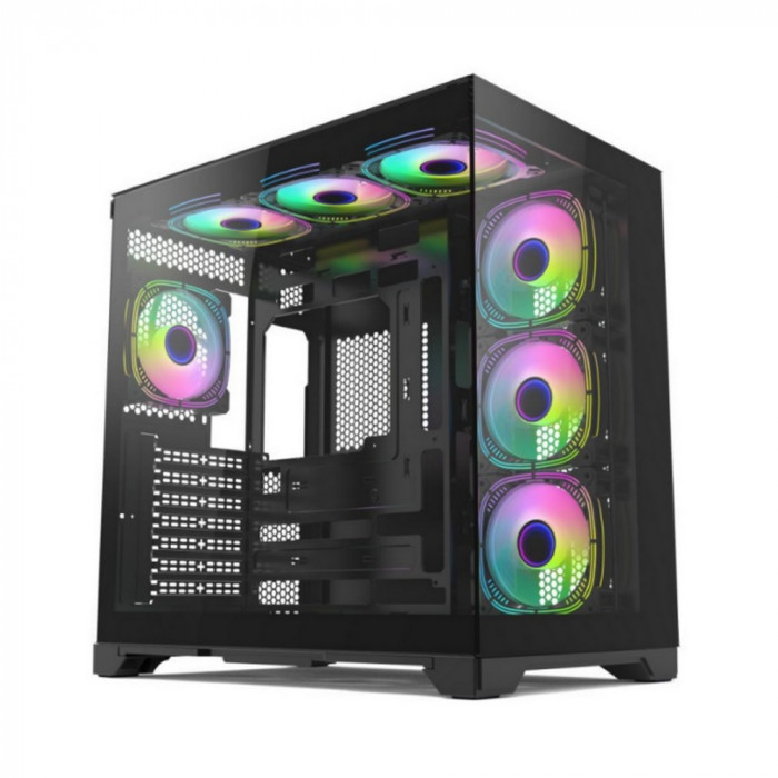 Корпус для ПК Forza FZ-G42A Seaview TG ATX Case, black, w/o psu, Tempered glass front panel, 1x3,5', 3x2,5',USB3.