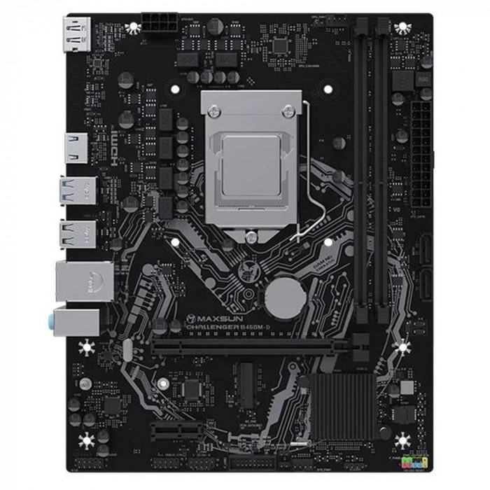 Материнская плата Maxsun MS-Challenger B460M-D B460, LGA1200, 2*DDR4, 1*PCIEx16, 1*PCIEx1, 1*M.2, 4*USB3.2 Gen1, 6*USB2.0, 2*SATA3.0, 1G, DP, HDMI, M-ATX, RTL