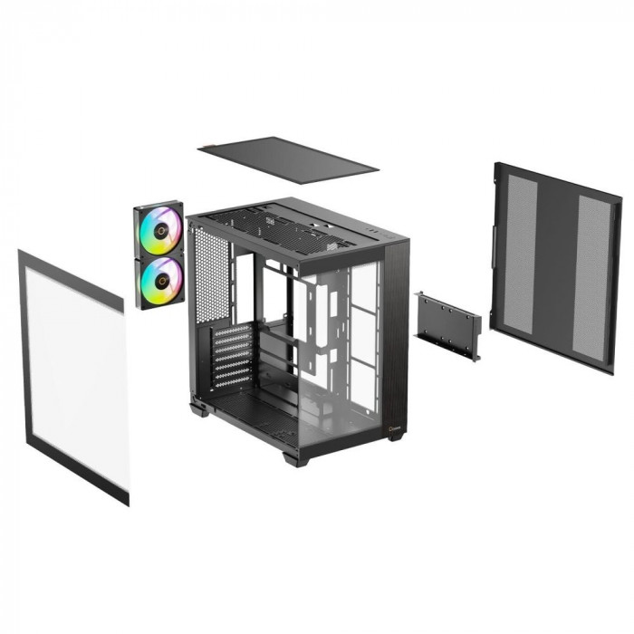 Корпус для ПК Ocypus Case Delta C74 BK ARGB ATX / win / black / 2 ARGB fans / no PSU /Tempered Glass