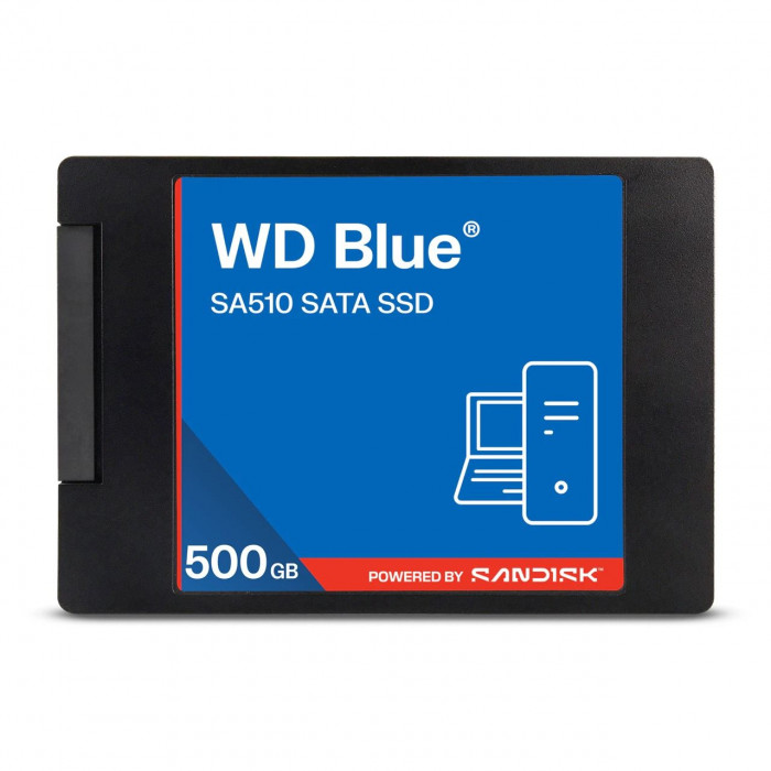 Твердотельный накопитель SSD WD 500Gb, 2.5', Western Digital Blue внутренний, SATA-III (WDS500G5B0A)