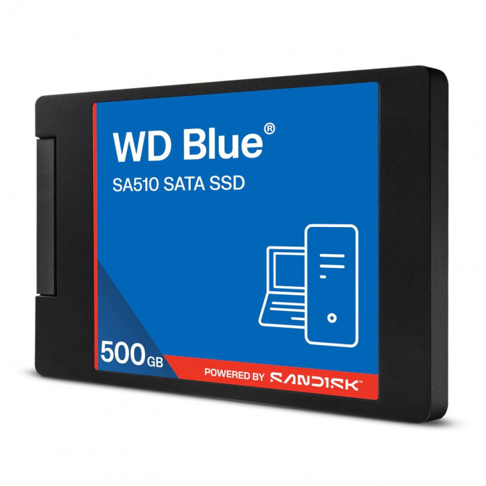 Твердотельный накопитель SSD WD 500Gb, 2.5', Western Digital Blue внутренний, SATA-III (WDS500G5B0A)